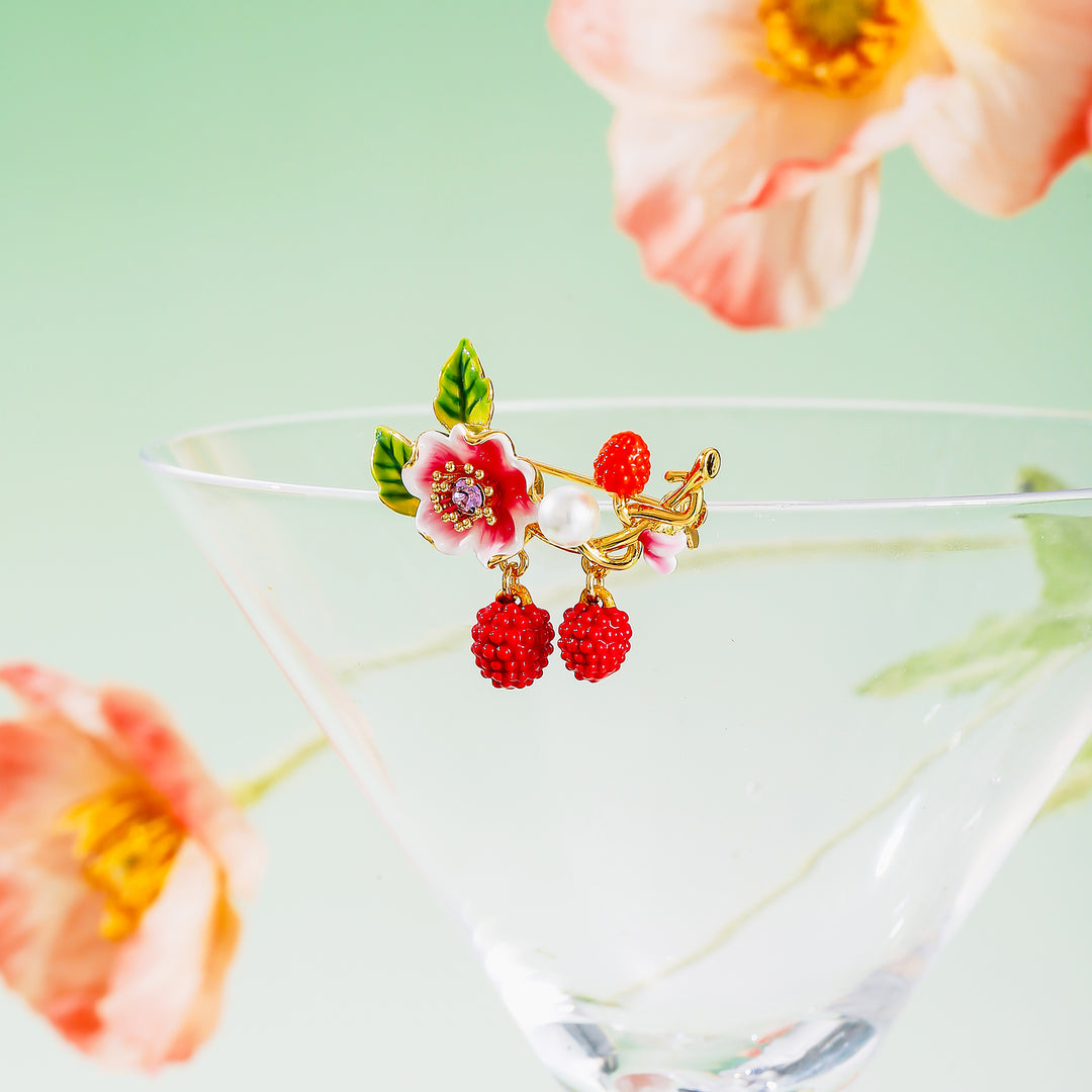 Raspberry Flower Brooch