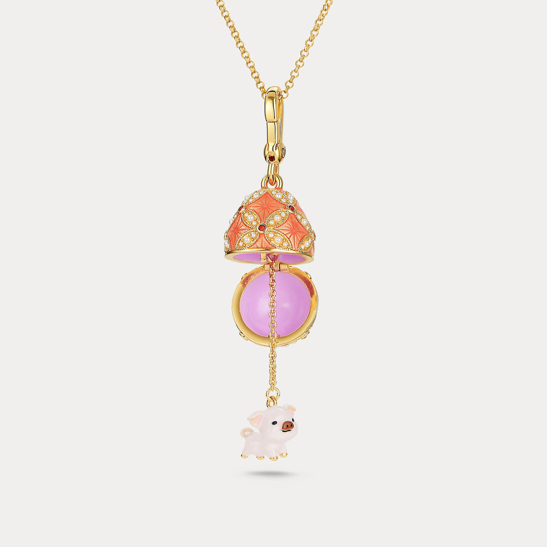 Pig Egg Locket Necklace