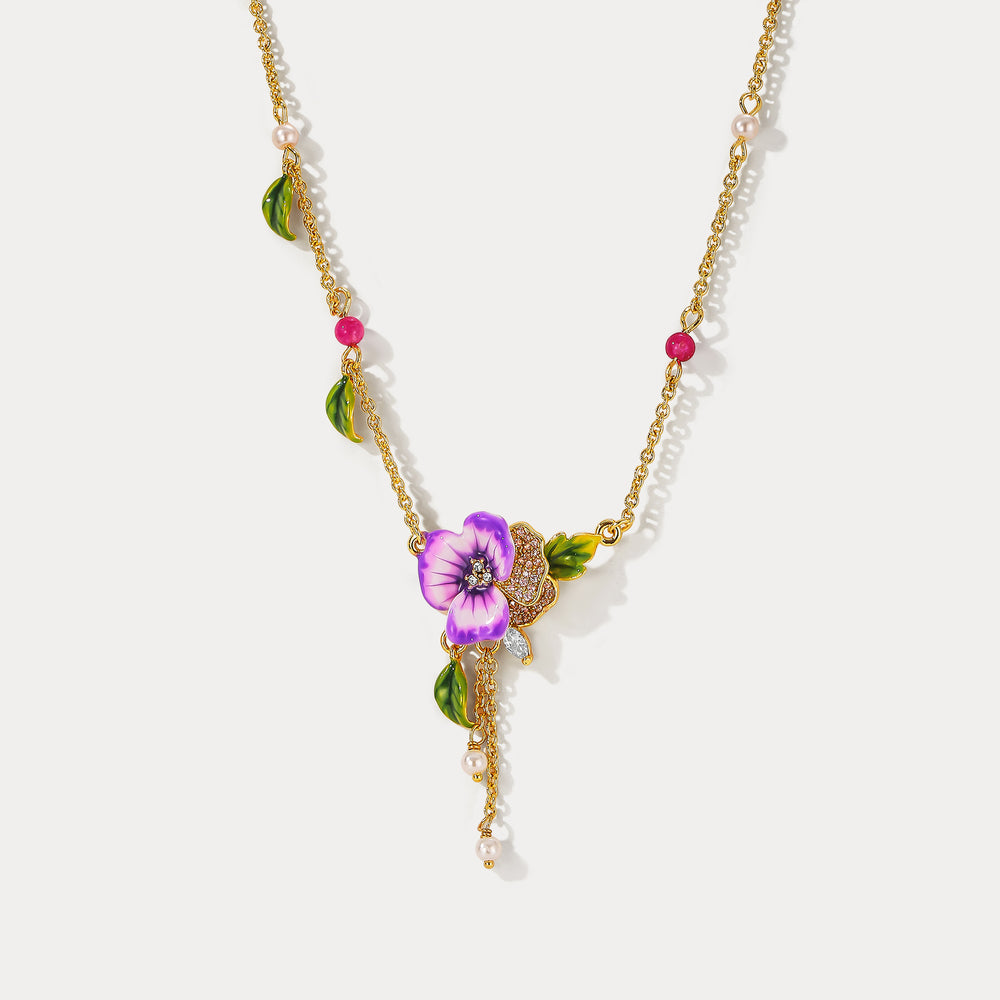Selenichast Purple Pansy Necklace