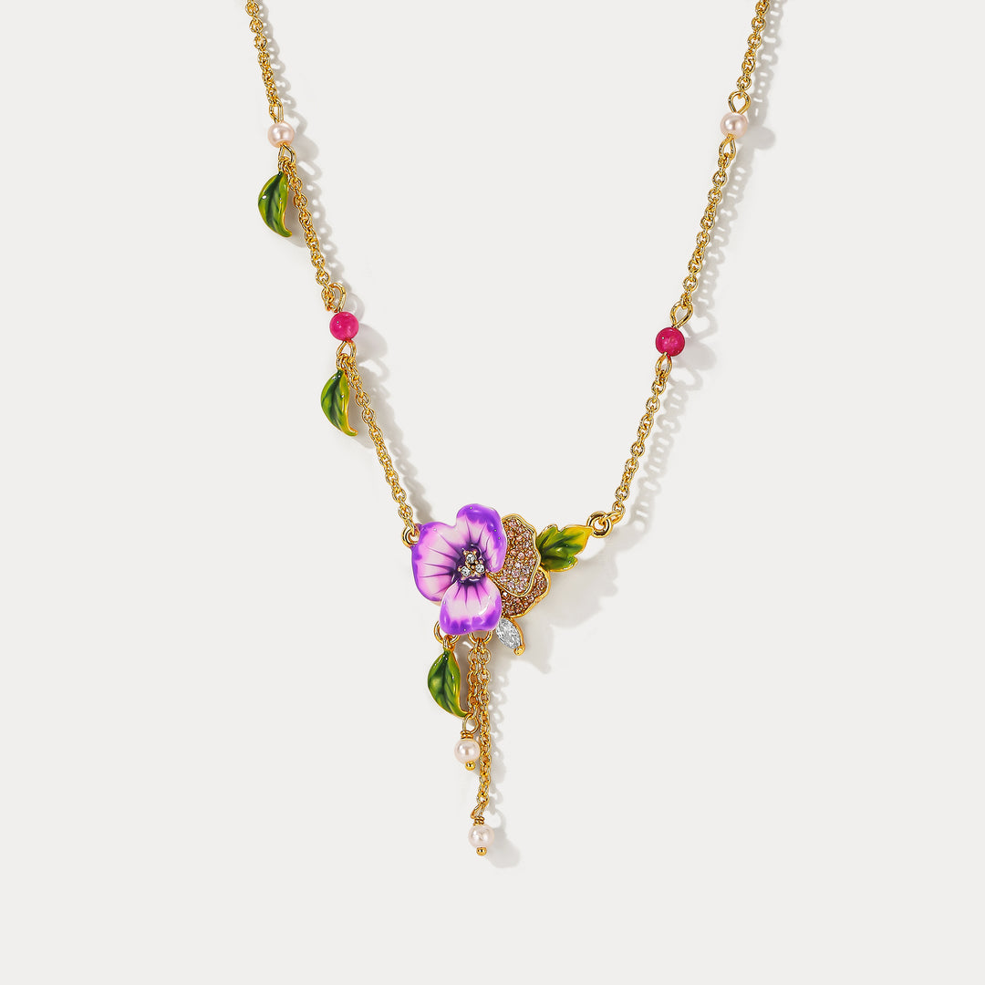 Selenichast Purple Pansy Necklace