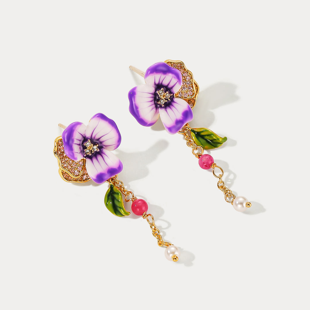 Selenichast Purple Pansy Earrings