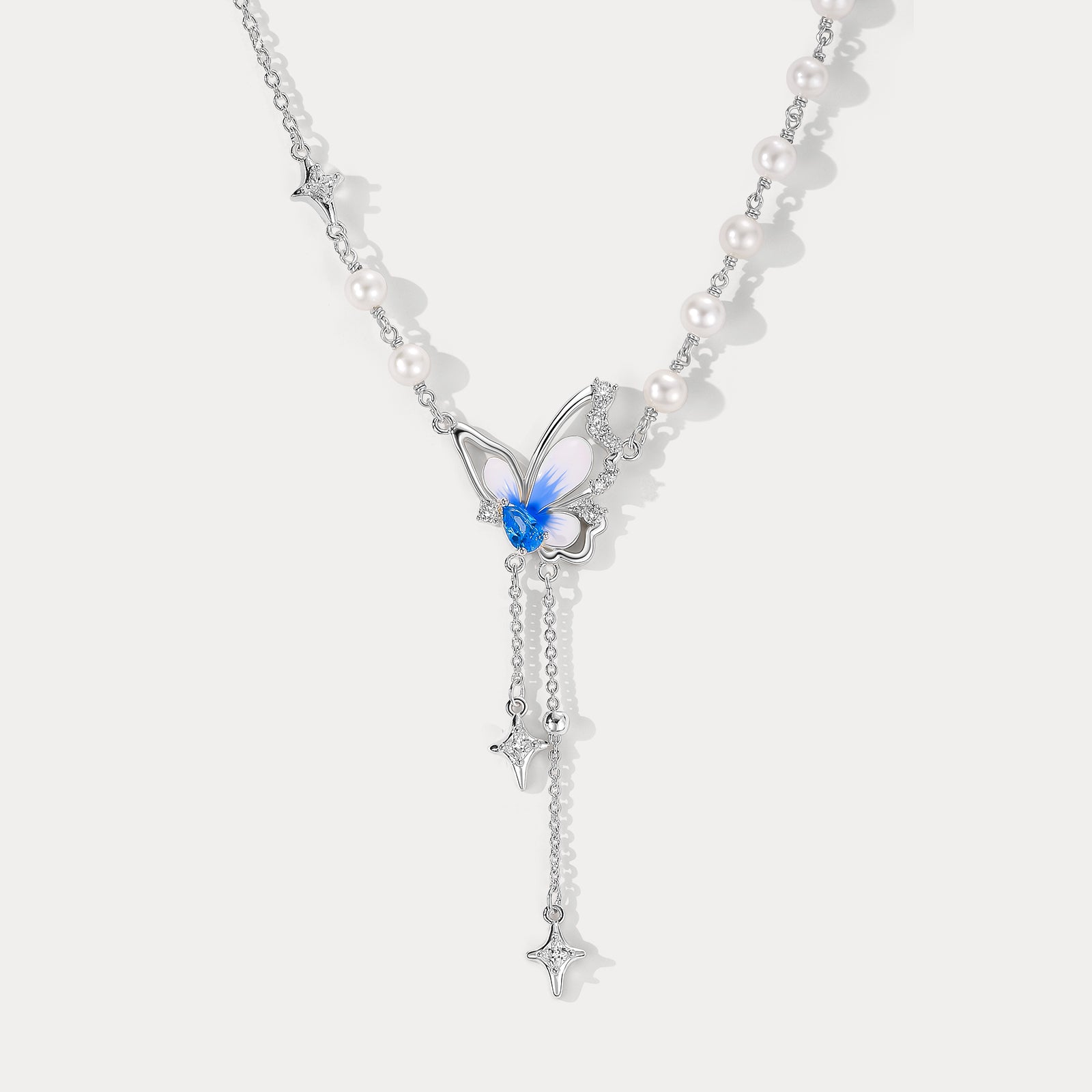 Selenichast Butterfly Pearl Y Necklace