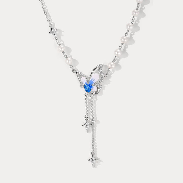 Selenichast Butterfly Pearl Y Necklace