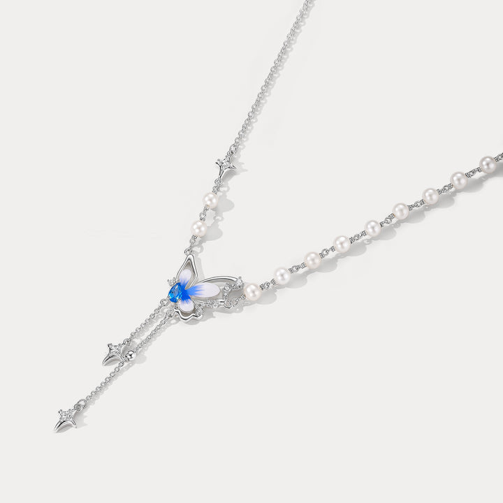 Butterfly Pearl Y Necklace