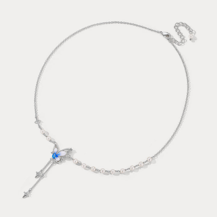 Butterfly Pearl Y Necklace