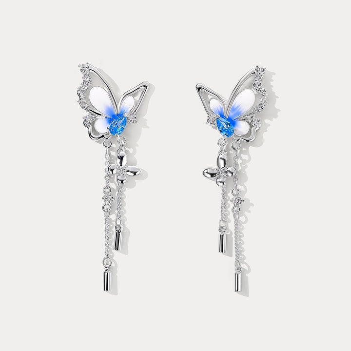 Selenichast Butterfly Pearl Drop Earrings