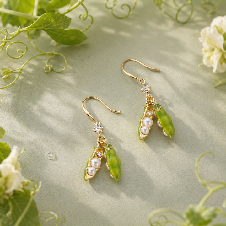 Pea Pod Pearl Earrings