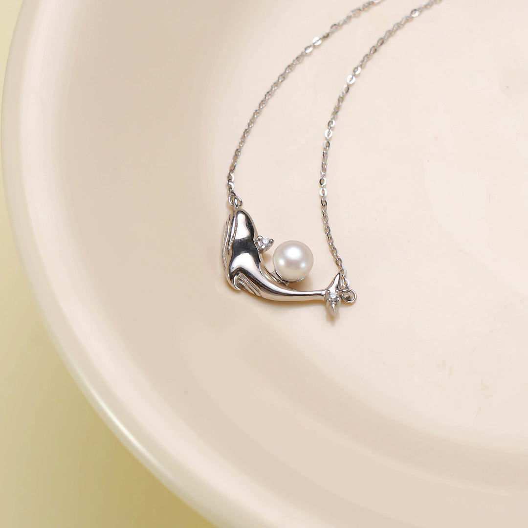 Dolphin Pearl Pendant Necklace