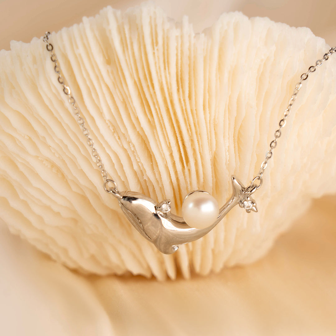 Dolphin Pearl Pendant Necklace