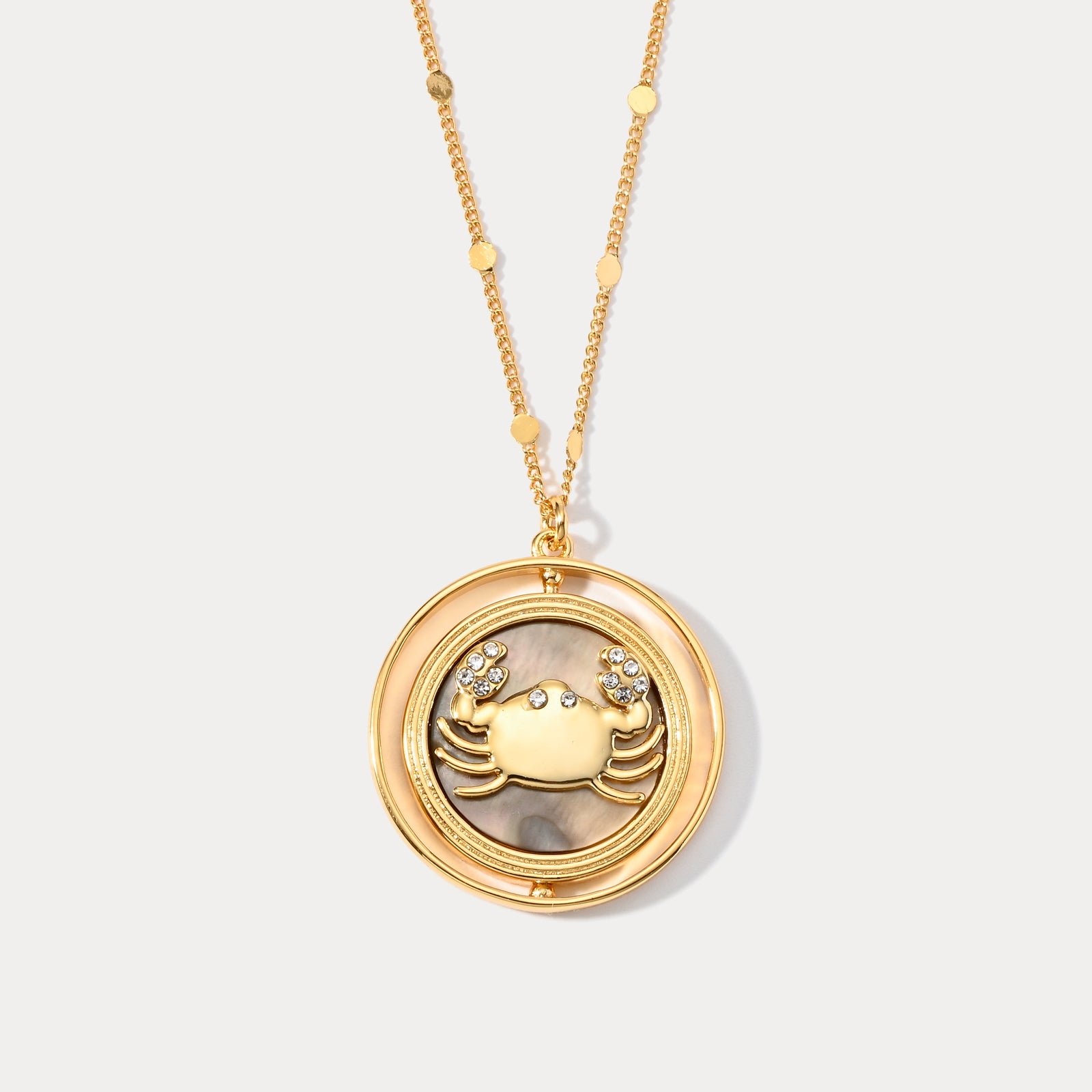 Selenichast Abalone Golden Cancer Zodiac Necklace