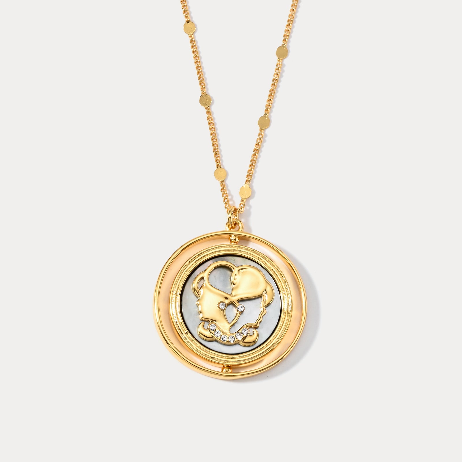 Selenichast Abalone Golden Gemini Zodiac Necklace