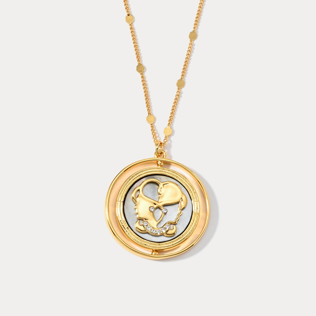 Selenichast Abalone Golden Gemini Zodiac Necklace