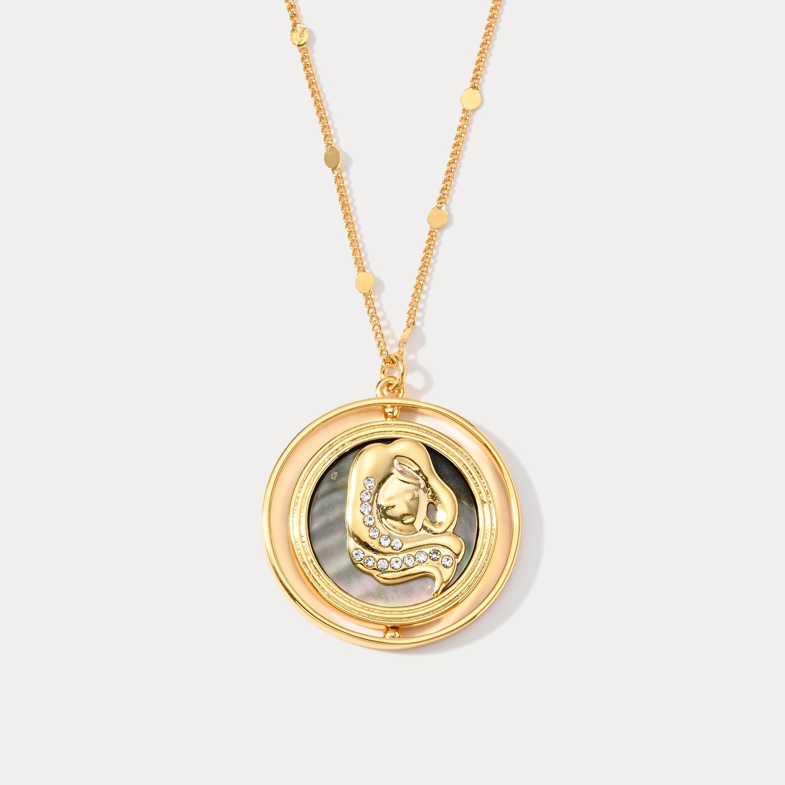 Selenichast Abalone Golden Virgo Zodiac Necklace
