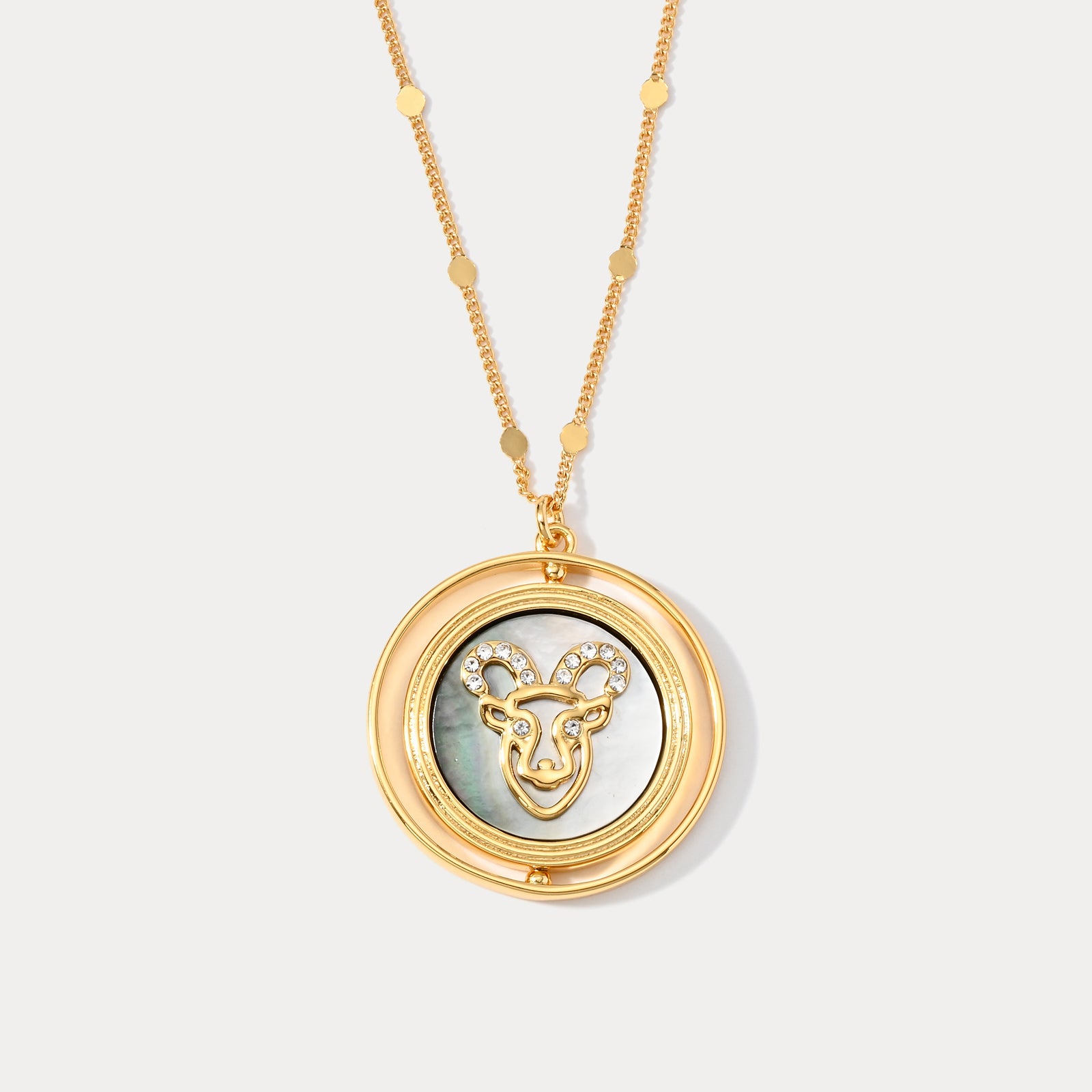Selenichast Abalone Golden Capricorn Zodiac Necklace