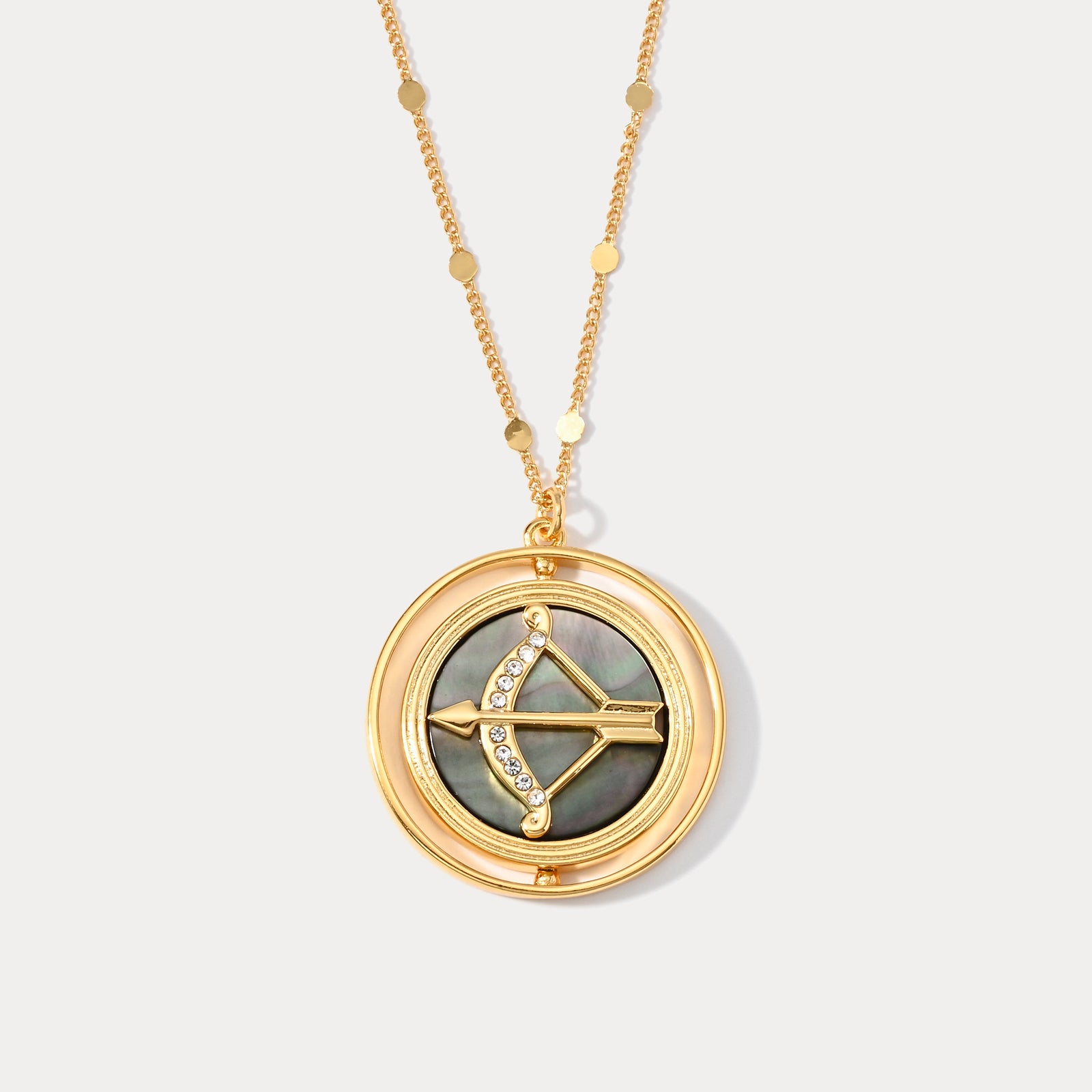 Selenichast Abalone Golden Sagittarius Zodiac Necklace