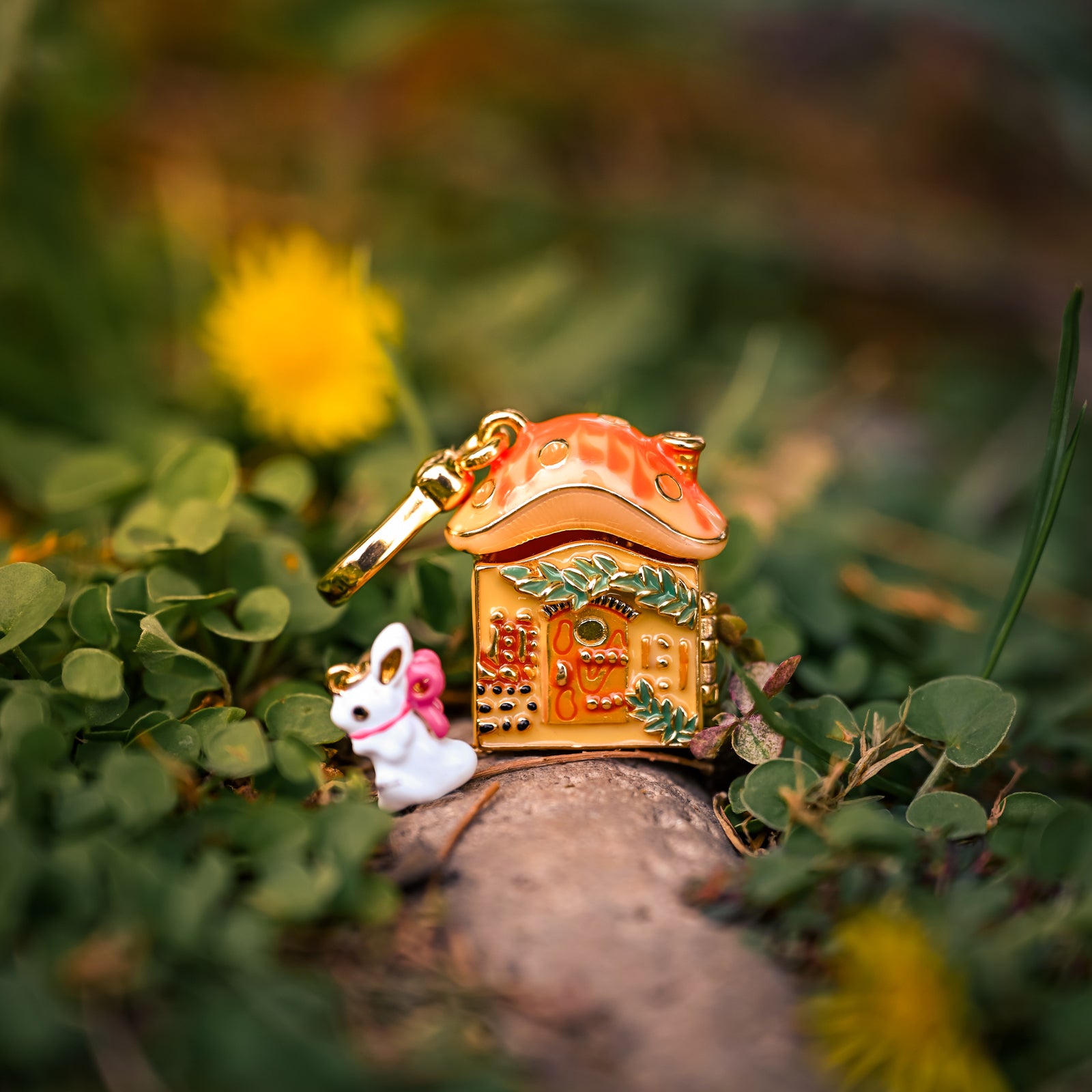 Mushroom House Locket Necklace Dainty 