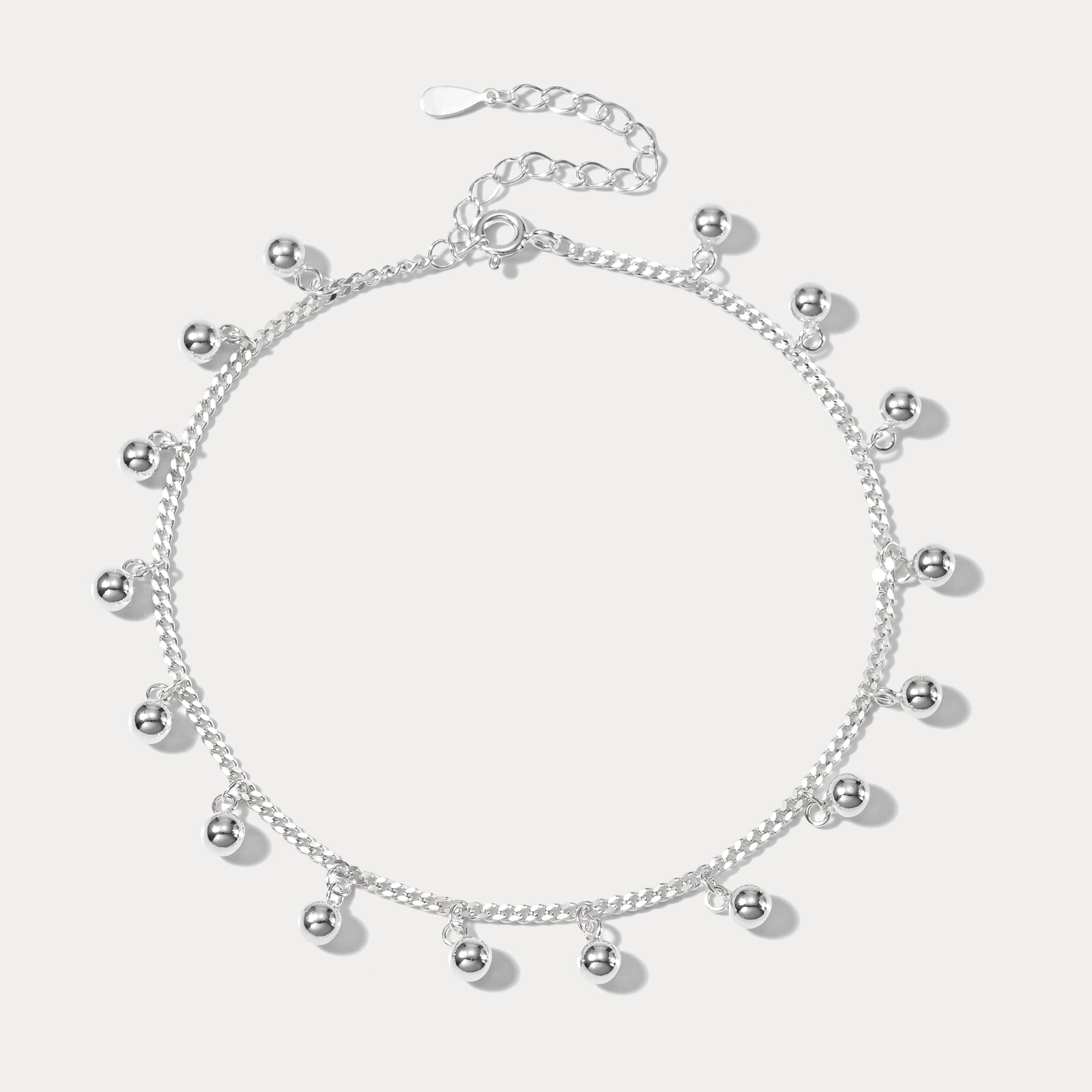 Selenichast 925 Sterling Silver Charm Ball Anklet