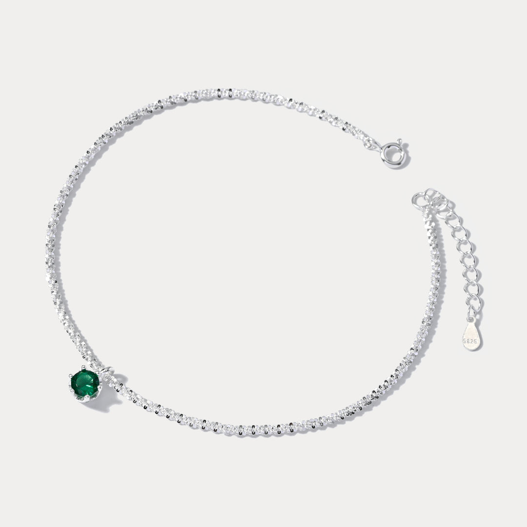 Silver Emerald Anklet