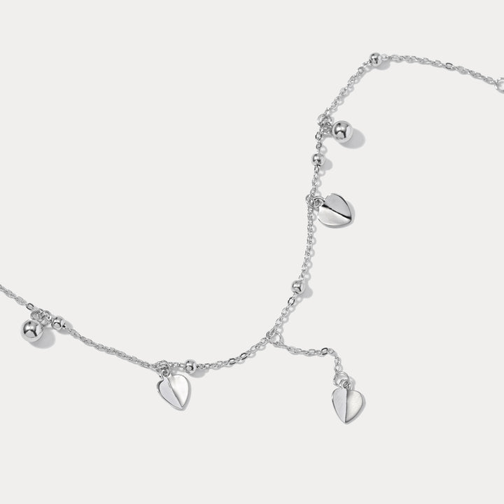Silver Heart Charm Anklet