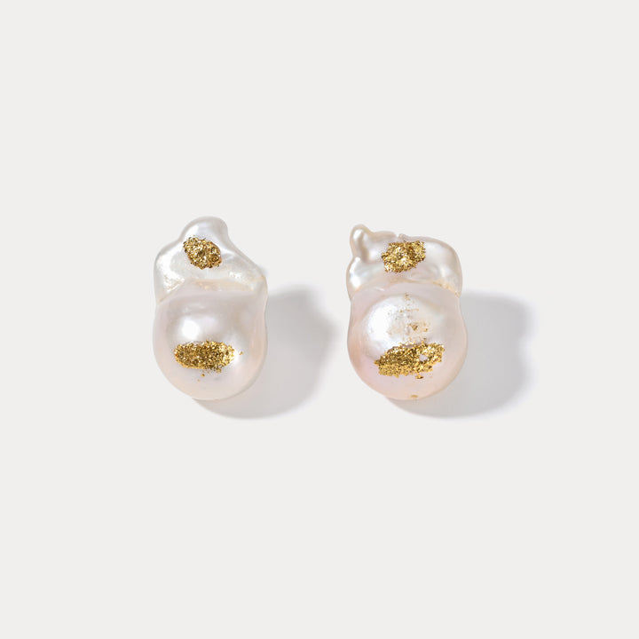 Selenichast Baroque Pearl Stud Earrings