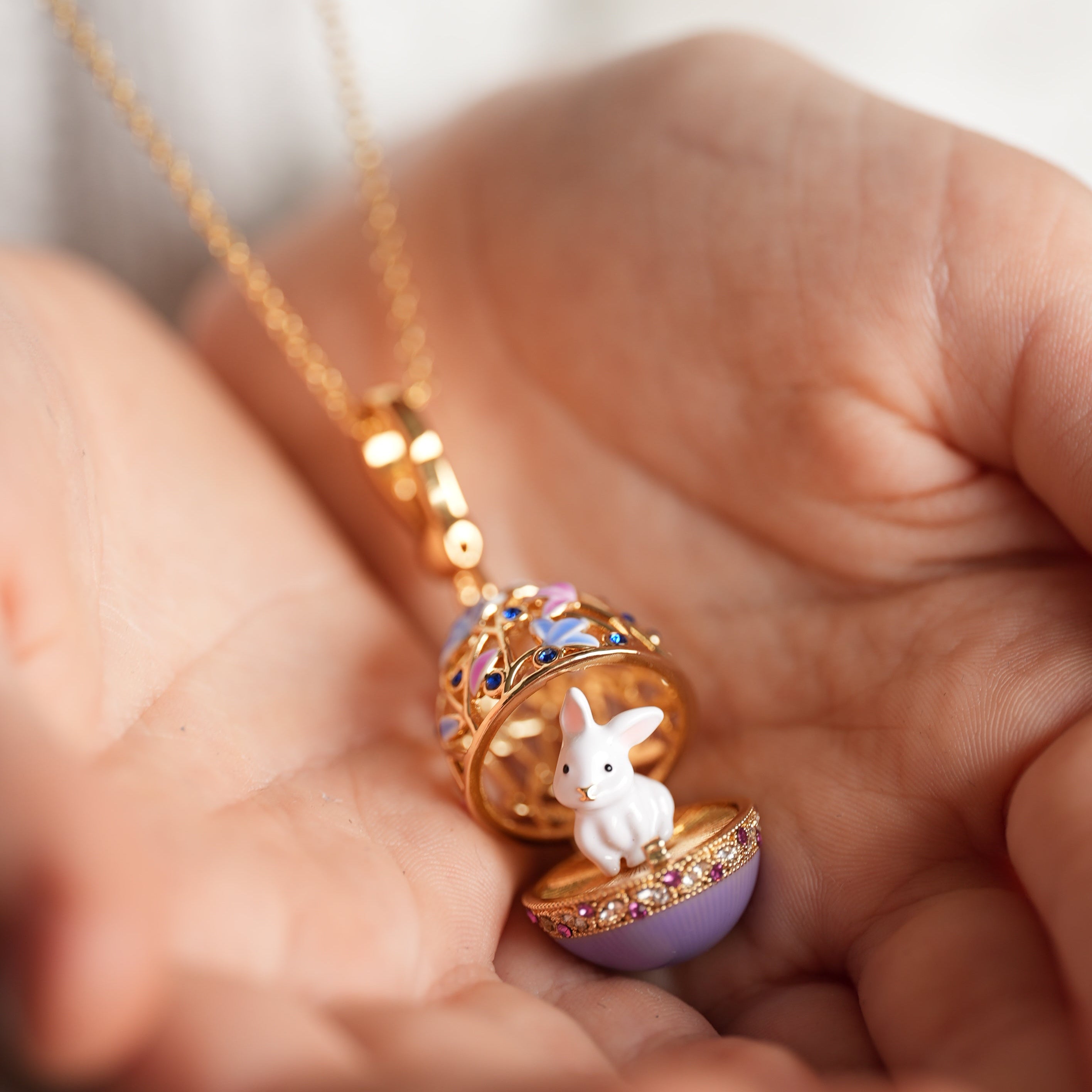 Selenichast Rabbit Egg Locket Necklace