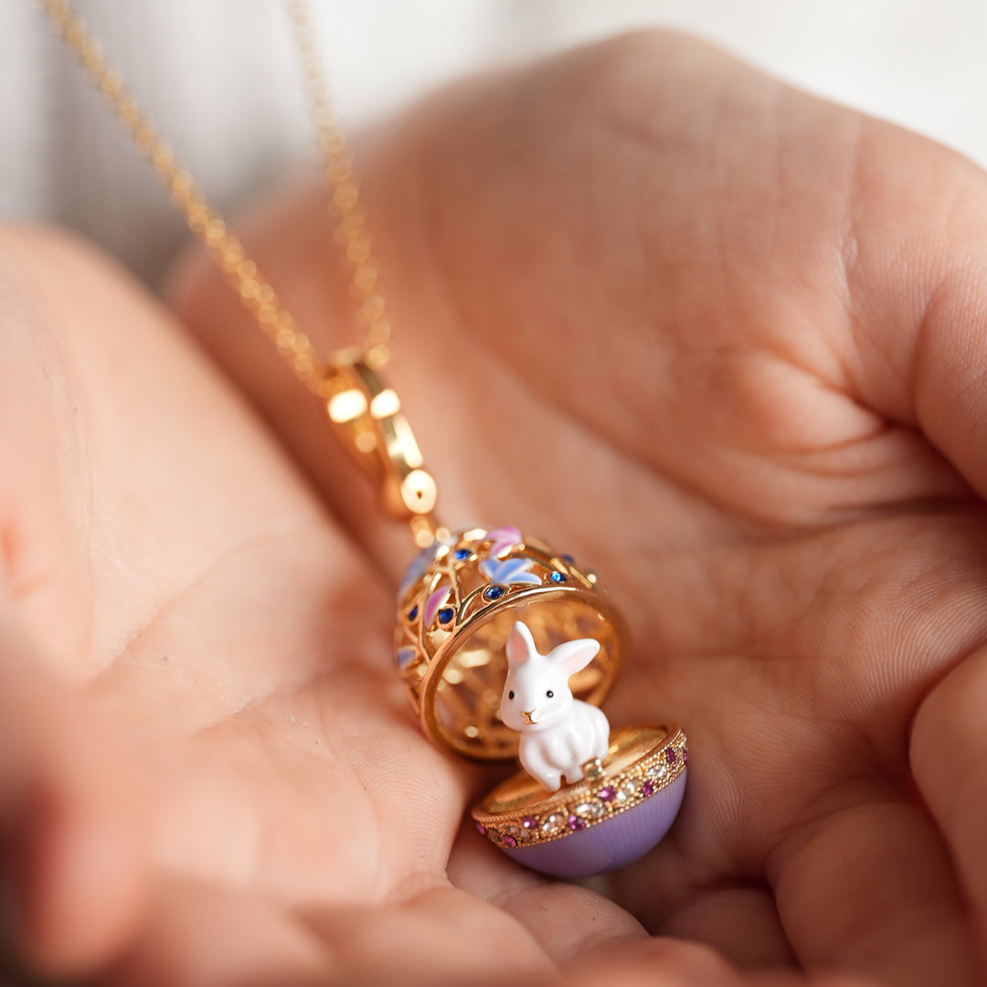 Selenichast Rabbit Egg Locket Necklace