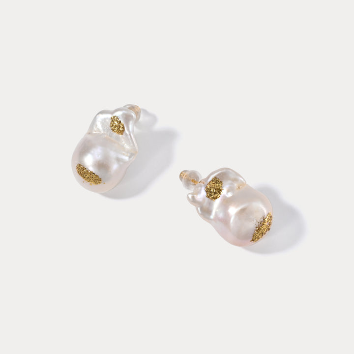 Selenichast Baroque Pearl Stud Earrings