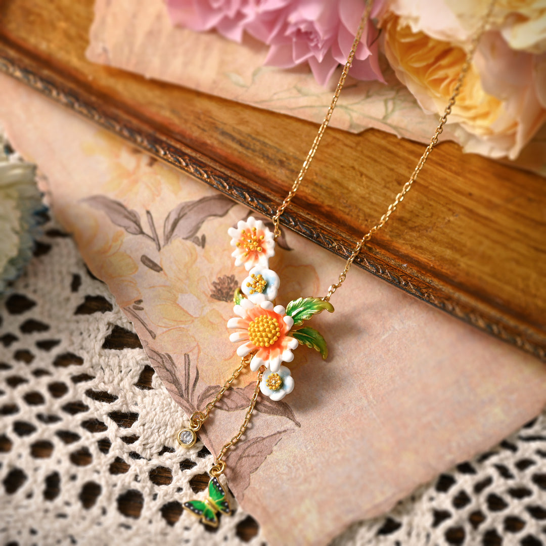 Daisy Green Butterfly Necklace