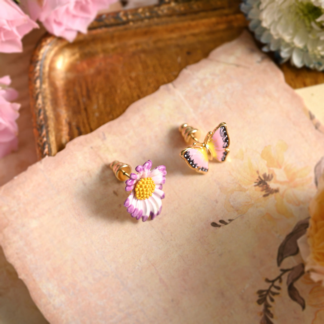 Selenichast Daisy Butterfly Stud Earrings