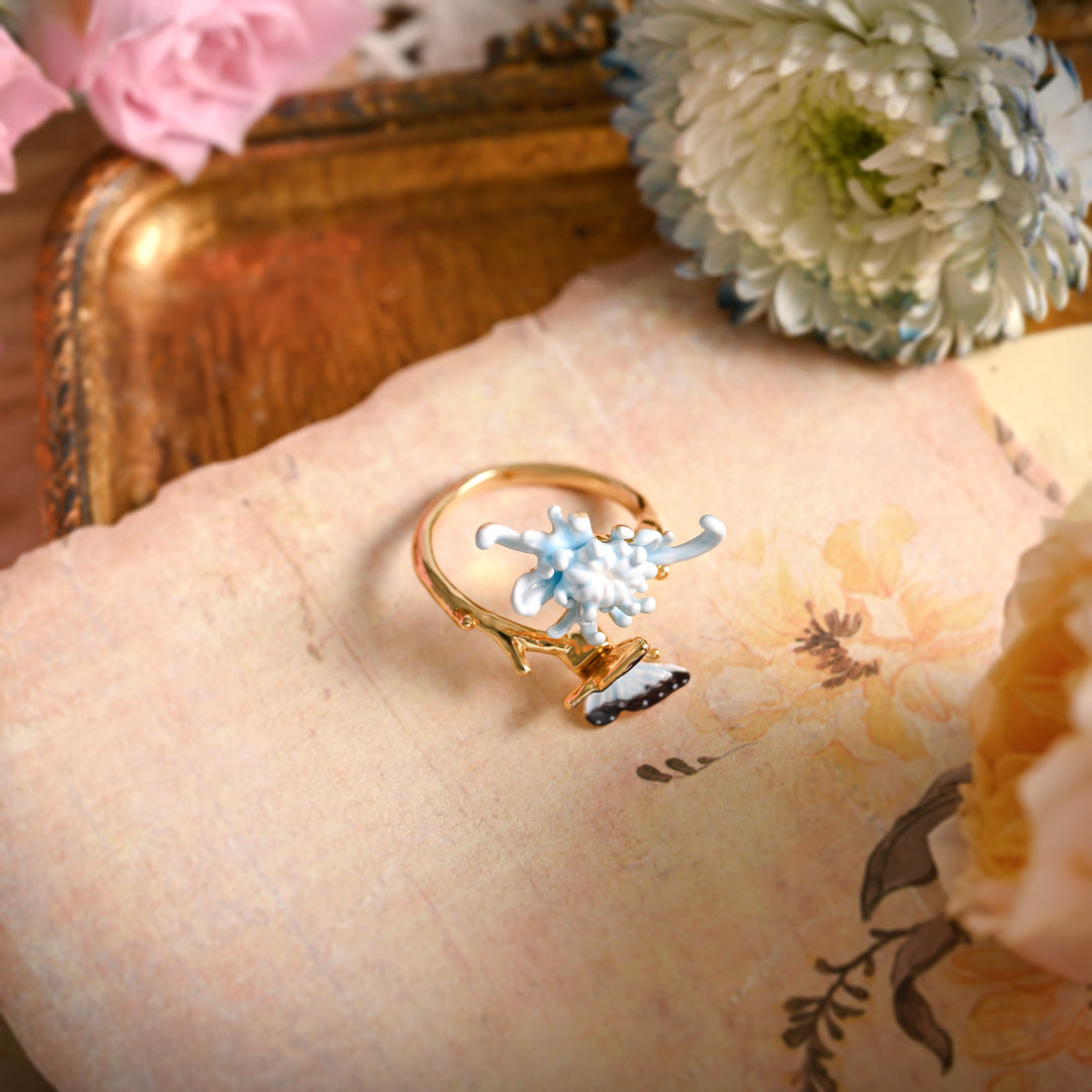 Blue Daisy Butterfly Ring