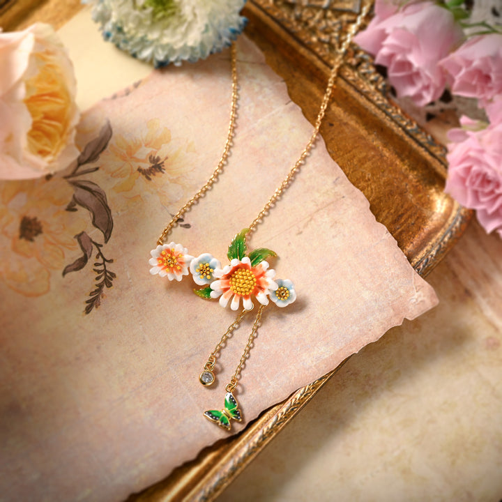 Daisy Green Butterfly Necklace