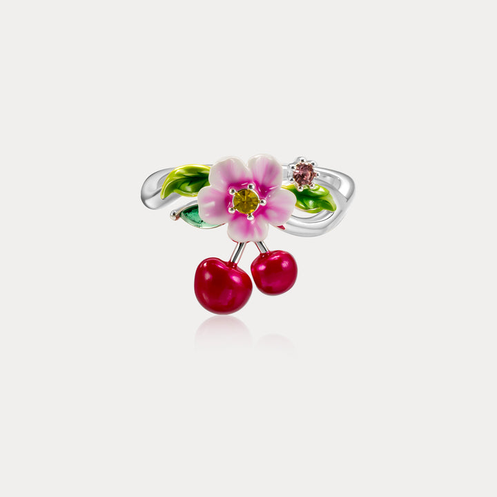 Silver Cherry Ring