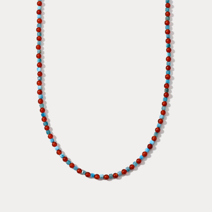 Selenichast Red Agate Apatite Seed bead Necklace