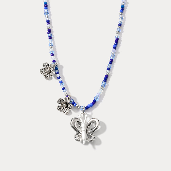 Selenichast Butterfly Lapis Lazuli Seed Bead Necklace