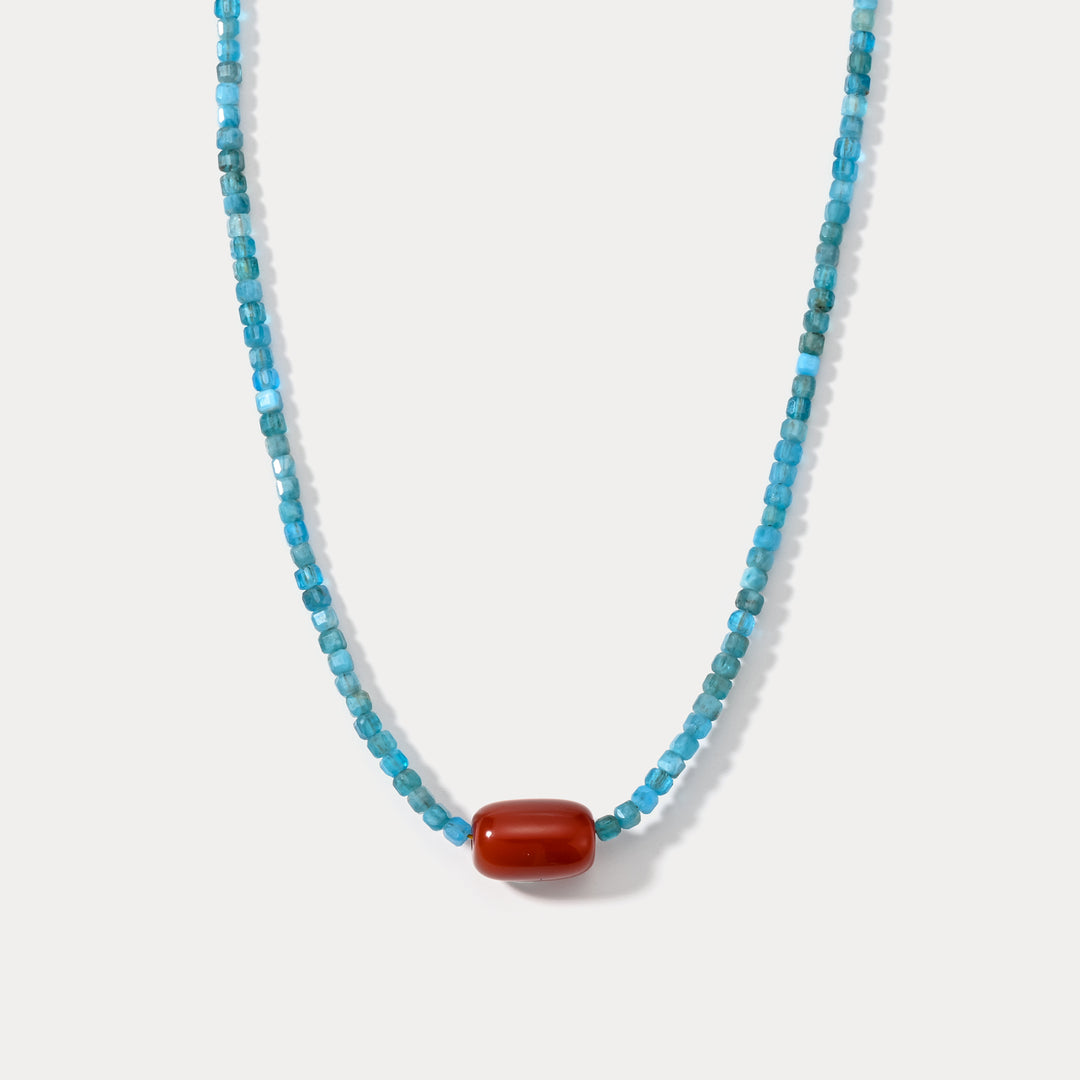 Selenichast Blue Apatite Seed Beaded Necklace