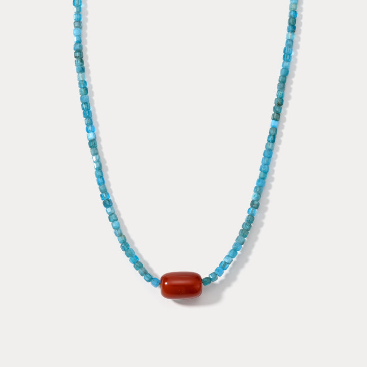 Selenichast Blue Apatite Seed Beaded Necklace
