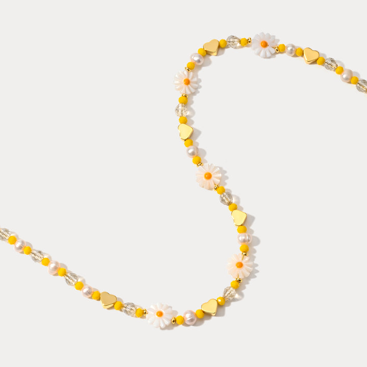Boho Daisy Flower Beaded Necklace