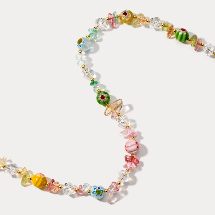 Bubble Gum Chip Stone Beaded Necklace
