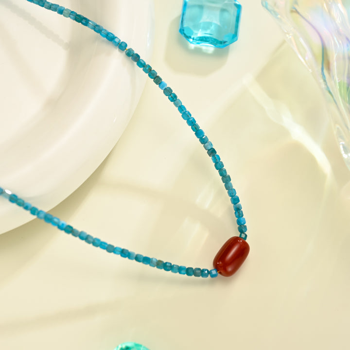 Blue Apatite Seed Beaded Necklace