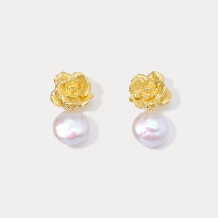 Gold Camellia Earrings