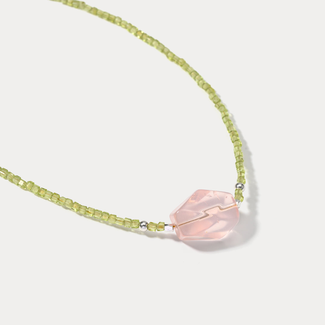 Pink Cubic Crystal Necklace