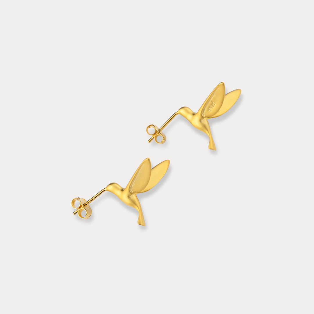 Selenichast Gold Hummingbird Earrings