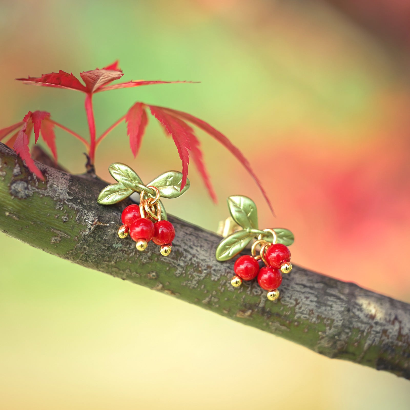 Boucles d'oreilles de goujon aux canneberges