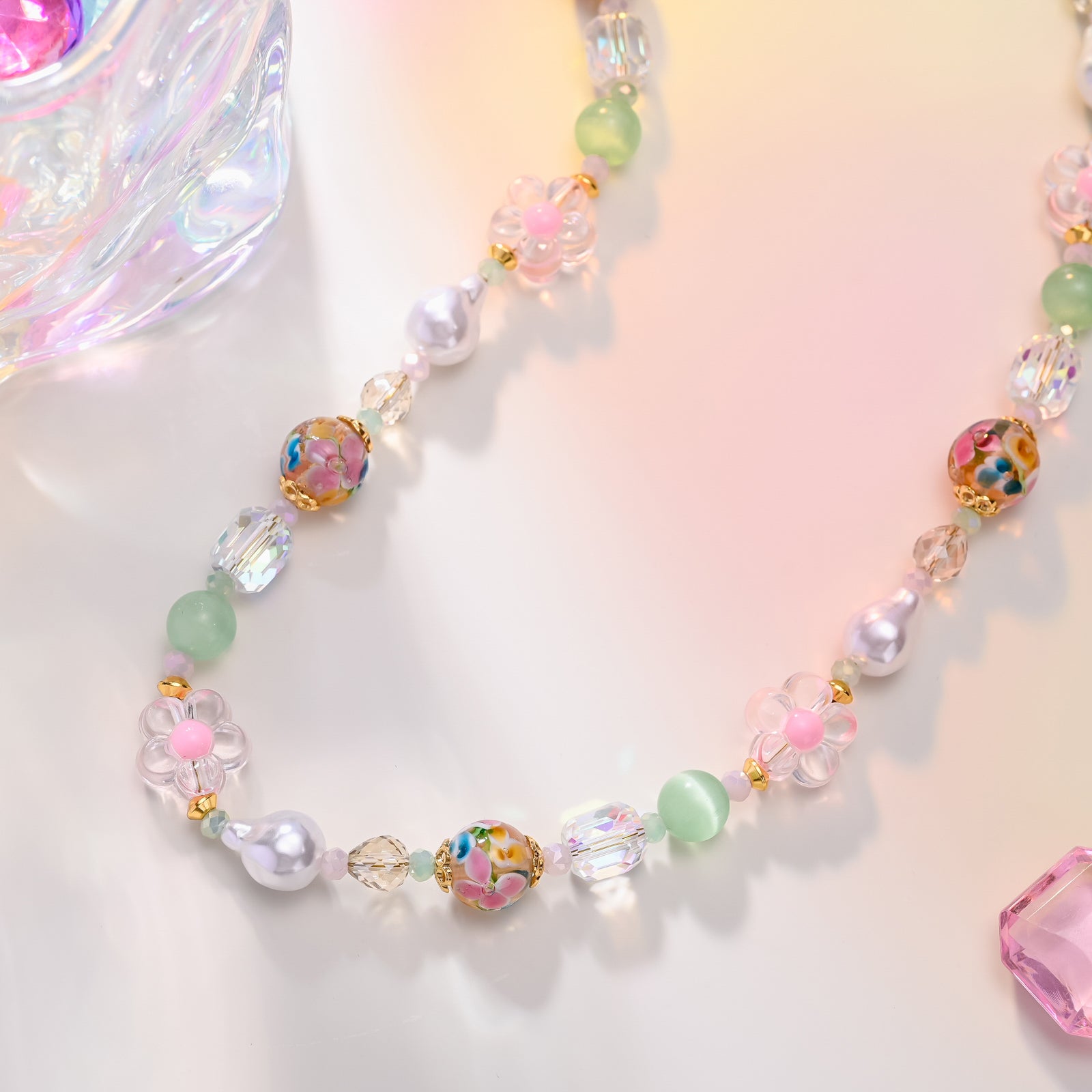 Beautiful Colorful Pastel 2024 Rhinestone Necklace