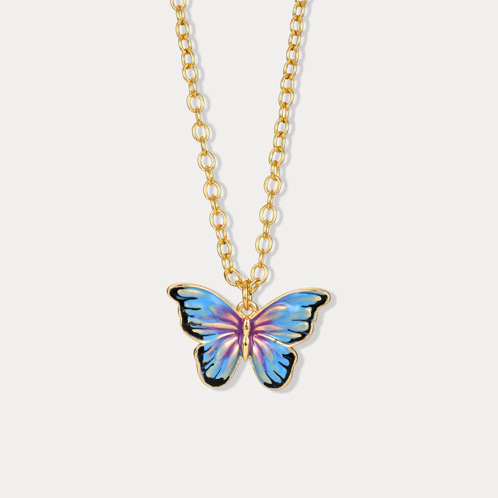 Bluish Violet Butterfly Necklace