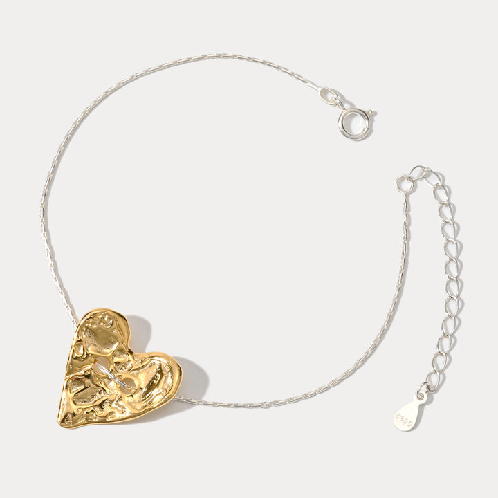 Golden Heart Silver Bracelet