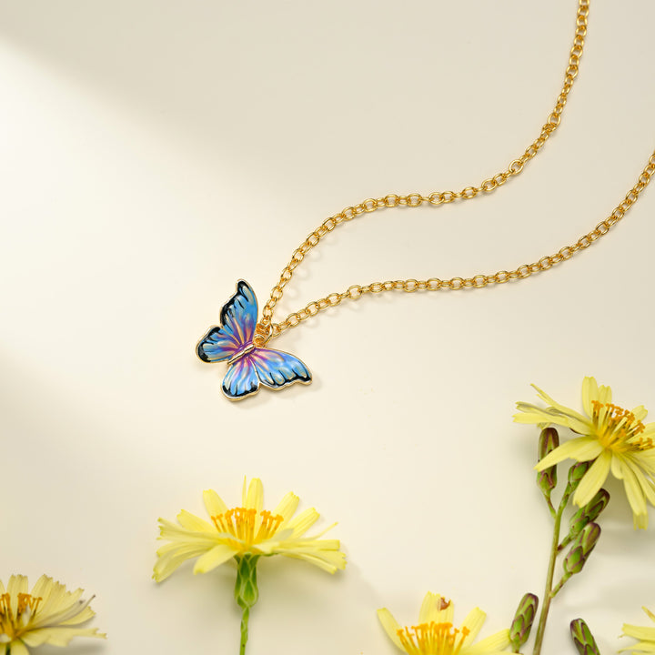 Bluish Violet Butterfly Necklace