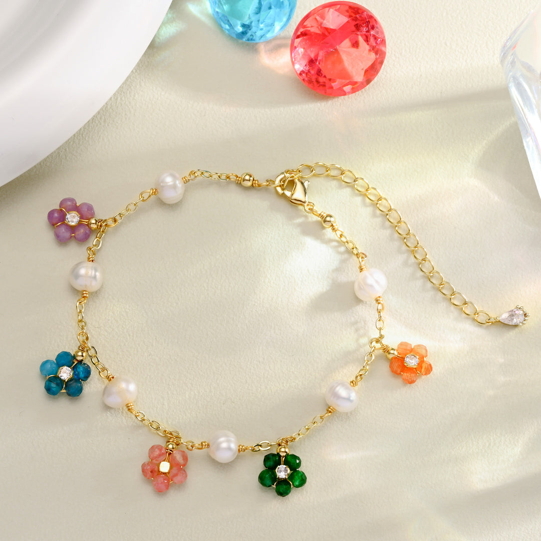 Colorful Flowers Pearl Bracelet