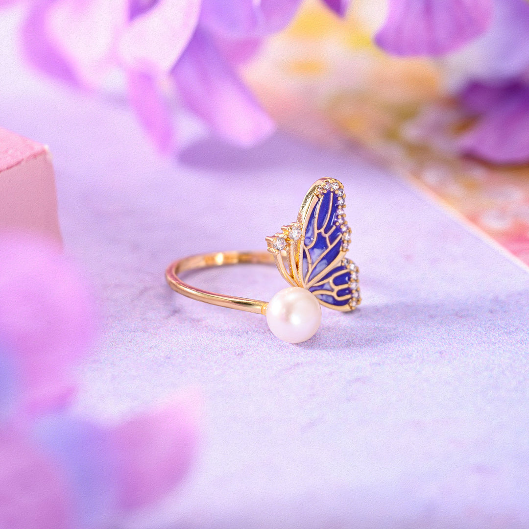 Selenichast Half Butterfly Pearl Ring