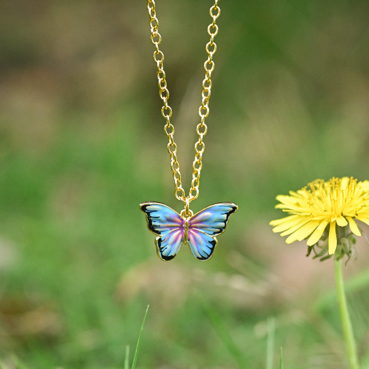 Bluish Violet Butterfly Necklace